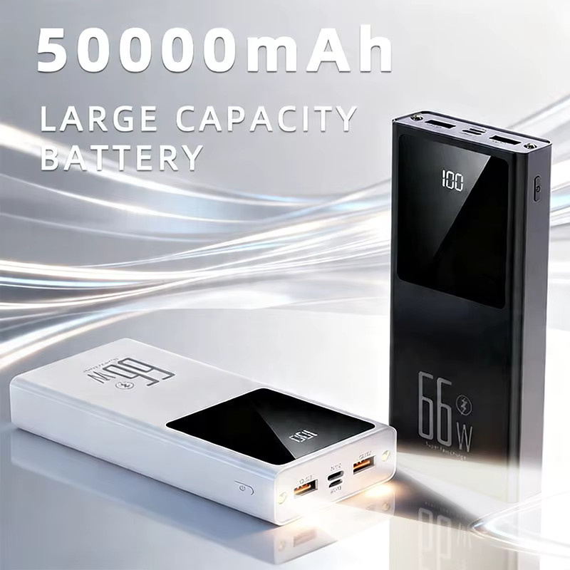 Cohana Hochleistungs-Powerbank 50000mAh mit 66W Schnellladefunktion, Tragbares Ladegerät für iOS und Android in Schwarz mit LED-Taschenlampe und Mehrfachladefunktion für 3 Geräte - Bild 2