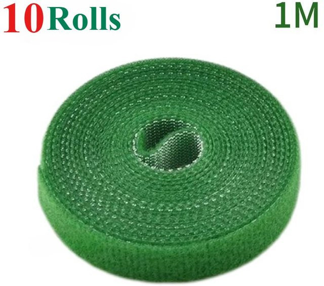DHDH Pflanzenbinder aus Nylon in Grün, 10 Rollen verstellbare Pflanzenbandage mit Haken und Schlaufe zur Pflanzenstütze für Garten und Zimmerpflanzen - Bild 1