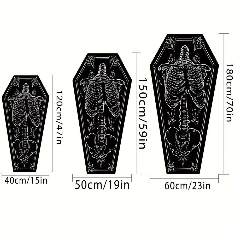 Vikama Gothic Sarg Teppich mit Skelett-Muster in Schwarz und Grau für Wohnzimmer und Schlafzimmer - Bild 4