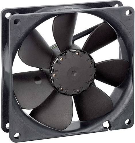 EBM Papst Axiallüfter 3412 N, 12 V/DC, 82 m³/h, Schwarz, B/T/H: 92 x 92 x 25,4 mm - Bild 1