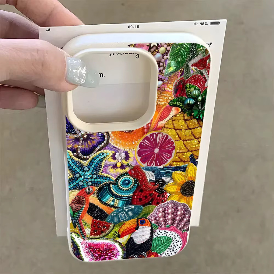 Silikon Soft Cover mit buntem tropischem Früchte-Tierdruck für dein iPhone (kompatibel mit iPhone 17 Air, 16, 15, 14, 13, 12, 11 Pro Max XS Max), Mehrfarbig - Bild 3