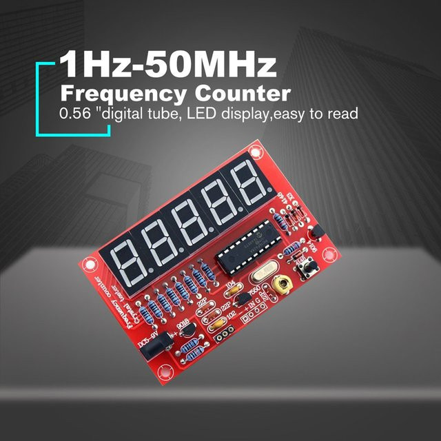 INTNIUB Digitales Frequenzzählermessgerät 1 Hz-50 MHz mit LED Display, RF Quarzoszillator Tester und DIY Kit für PCB Board Module, Rot - Bild 1