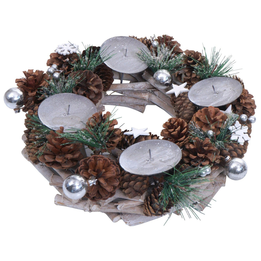 MCW Adventskranz M15 aus Holz in Silber Durchmesser: 32 cm - Bild 2