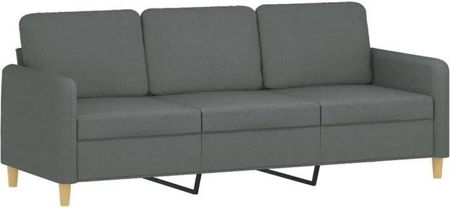vidaXL 3-Sitzer-Sofa Modern in Grau mit Stoffbezug und Metallrahmen, Breite: 198 cm, Tiefe: 80 cm, Höhe: 77 cm - Bild 1