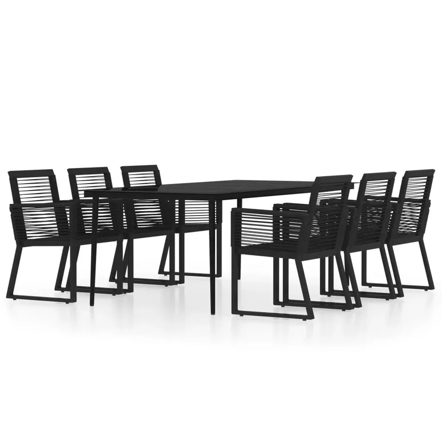 vidaXL 7-teilige Garten-Essgruppe aus Stahl und Glas in Schwarz - Bild 2