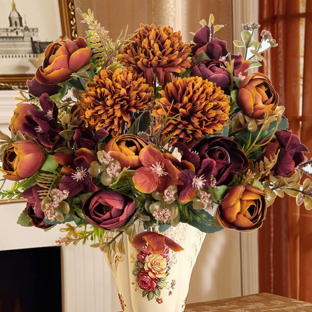 Künstliche Hortensien Knospen Bouquet aus Seide in Pink und Multicolour für deine Tischdekoration und Hochzeitsfloristik - Bild 1