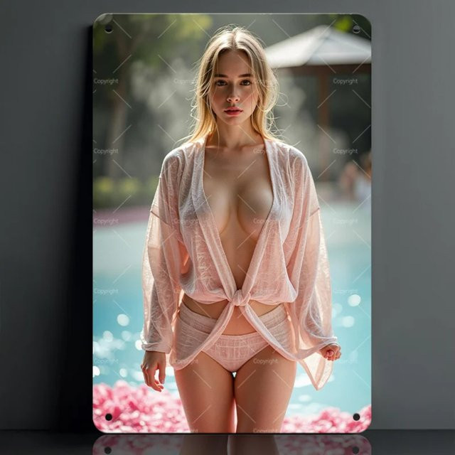 Retro Metall Blechschild CIFBUY mit Bikini Frau Motiv in Multicolour als Wandkunst Dekor - Bild 1
