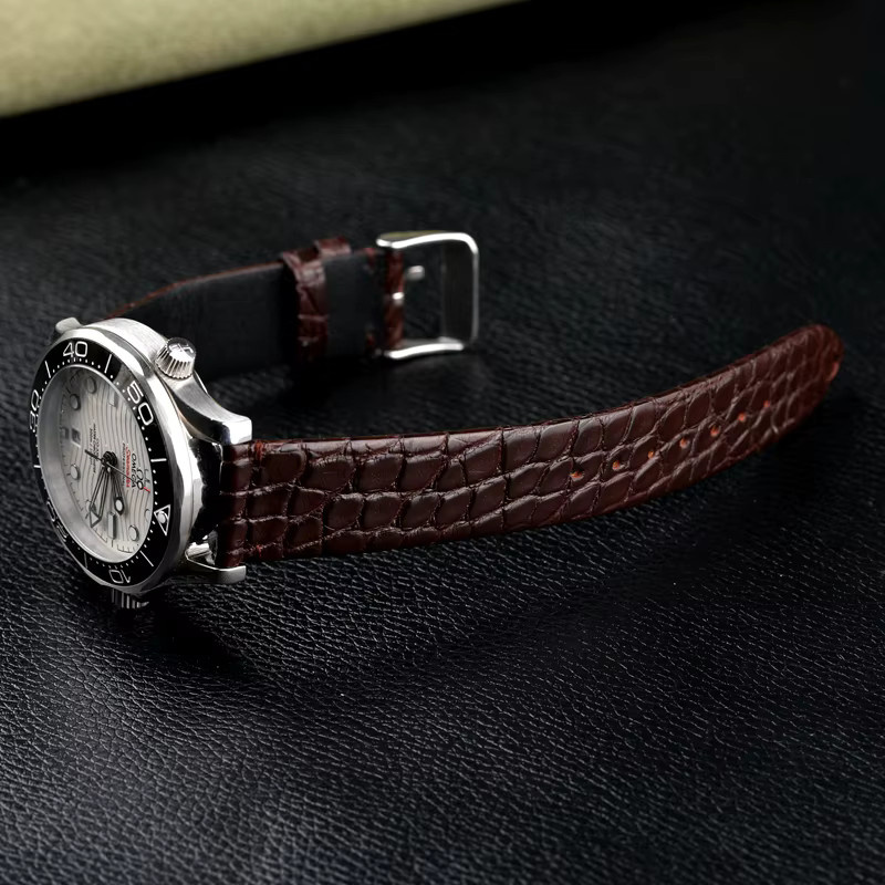 Raystray Uhrenarmband Krokodilleder, Schwarz, Herren, Vintage - Bild 1