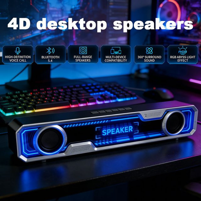 myxon 4D-Surround-Lautsprecher in Schwarz mit Bluetooth und kabelgebundener Verbindung für Musikwiedergabe an MacBook, Laptop und PC - Bild 1
