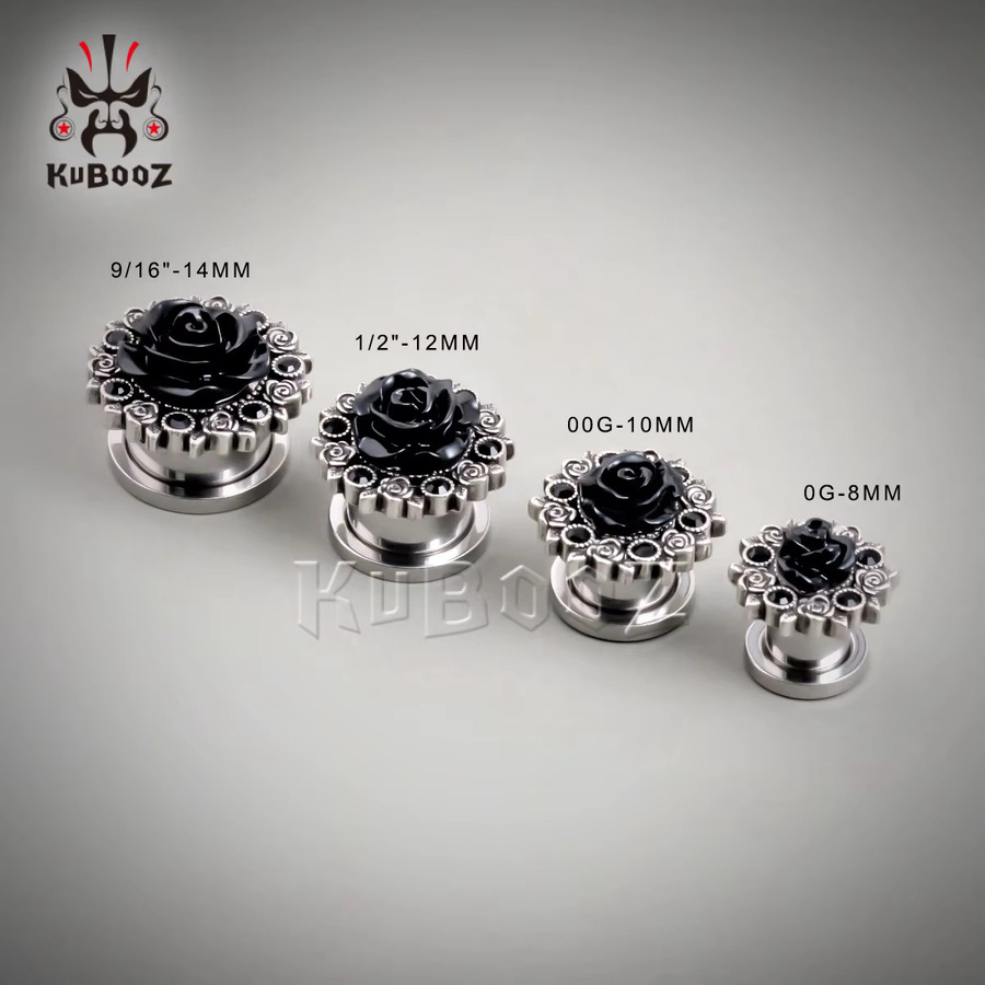 KUBOOZ Ohrringe Gothic Rose, Edelstahl, Unisex - Bild 3