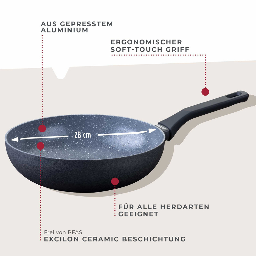 Fackelmann Wokpfanne Cosmo Black mit Keramik-Antihaftbeschichtung, Durchmesser: 28 cm - Bild 3