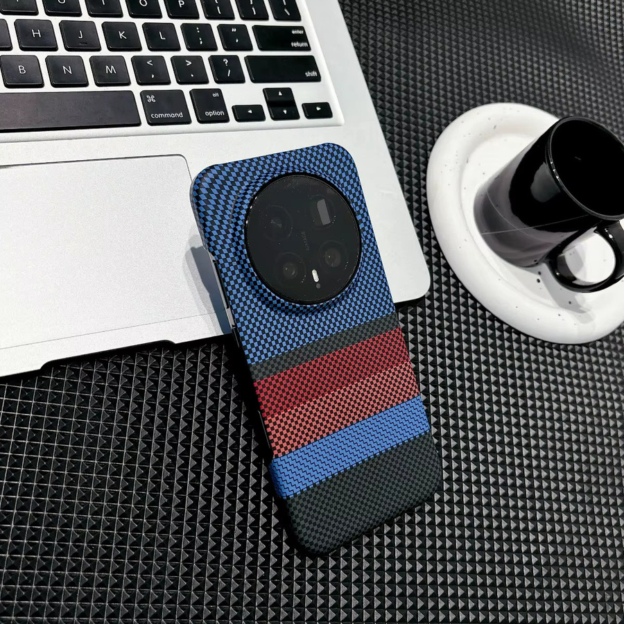 Magnetische Honor Magic 8 Pro 5G Handyhülle mit Kohlefasermuster und luxuriösem Leder in Grau/Mehrfarbig mit MagSafe-Kompatibilität und stoßfestem Schutz - Bild 1