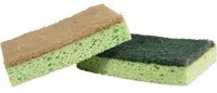 Memo Spül- und Scheuerschwamm mit Naturfasern, 2er Pack, grün/beige, B/T/H: 6,5 x 9,8 x 1,8 cm - Bild 1