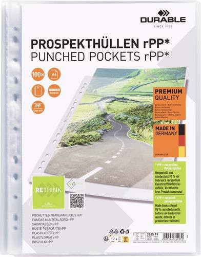 Durable Prospekthülle Premium A4 aus Polypropylen, transparent, 100 Stück - Bild 1
