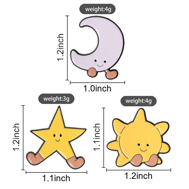Miss Zoe Reversnadeln, Sonne-Mond-Stern-Emaille-Pins, Bunt, Kinder - Bild 2