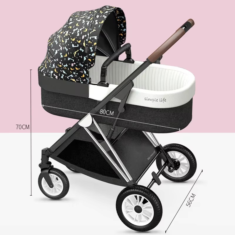 Warm House 3-in-1 Kinderwagen Set mit Babywanne, Sportsitz und Autositz in Grau und Schwarz - Bild 4