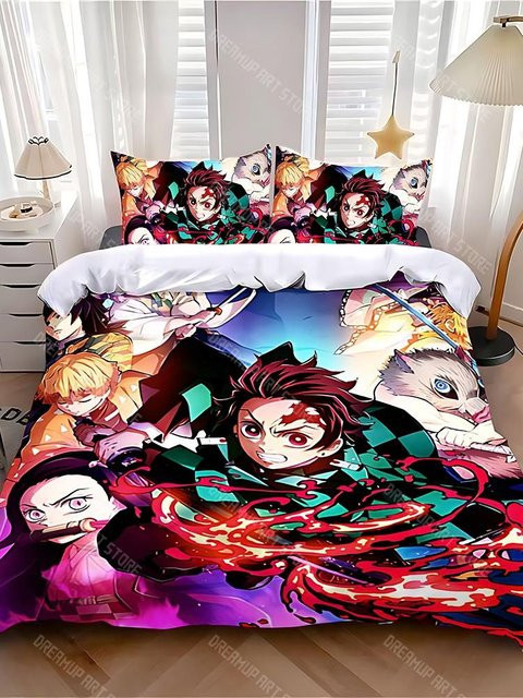 Bettwäscheset Lodestar Anime D-Dämonen S-Schlächter mit Bettbezug und Kissenbezug, Mehrfarbig, B/H: 180 x 210 cm - Bild 1