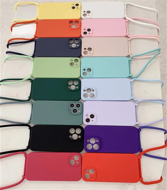 Lanyard Umhängetasche mit Halskette und Kordelriemen aus Flüssigsilikon für iPhone 15 14 13 12 11 Pro Max XS XR X 8 7 Plus in Purple - Bild 1