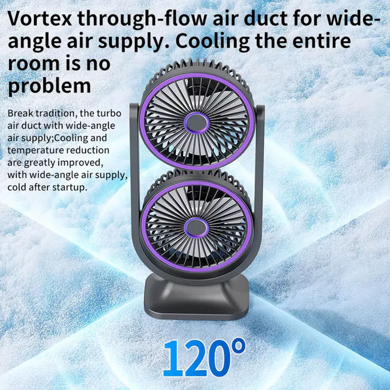TINSOL Doppelkopf-Tischventilator in Schwarz für Büro und Wohnheim - Bild 4