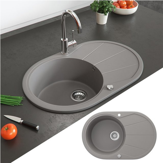 Bergström Granit-Verbundspüle Küchenspüle Einbauspüle in Grau, B/T: 78,0 x 50,0 cm - Bild 1