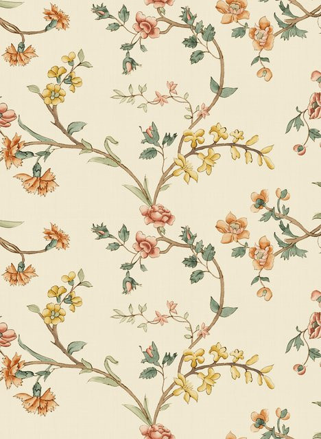 Sandberg Mural Clara Tapete mit floralem Muster in Oat und Yellow im skandinavischen Stil aus Vlies - Bild 1