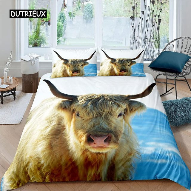 Binchi Outdoor Product Bettwäsche-Set Highland Cow mit Sonnenblumen, Schwarz, Mikrofaser, B/H: 155 x 215 cm - Bild 1