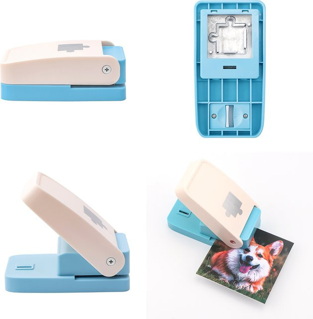 Tragbarer Mini-Puzzle-Stanzer in Blau für DIY-Foto-Puzzleteile und Scrapbooking aus Kunststoff - Bild 1