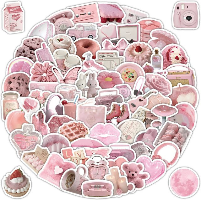 103 Stück Niedliche Rosa Mini-Dekor-Sticker aus Papier für Tagebücher, Handyhüllen und DIY-Basteleien von Sticker Story Store - Bild 1