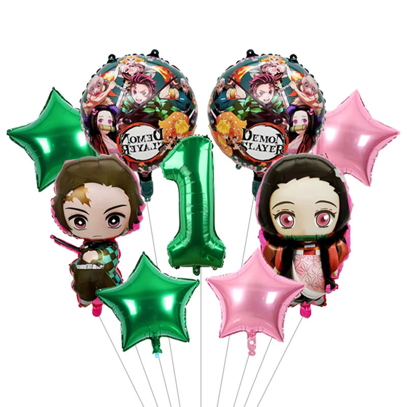 Bandai Dämonenjäger Anime Ballon Set für Kindergeburtstage und Partys, Mehrfarbig, Rund mit Sternen-Motiv - Bild 2