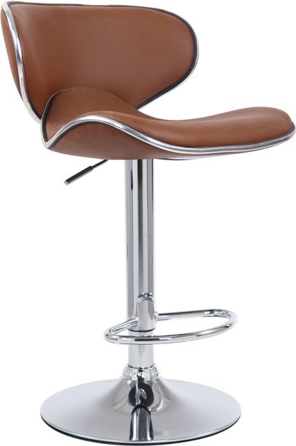 TPFLiving Barhocker Las Palmas in Hellbraun mit Kunstleder und Chromoptik Metallgestell - Bild 1