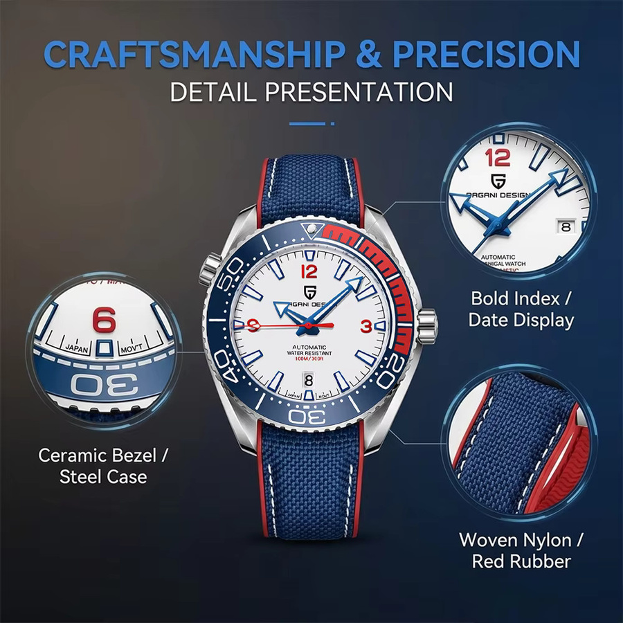 PAGANI DESIGN Automatik-Armbanduhr, Edelstahl, Saphirglas, Herren - Bild 3