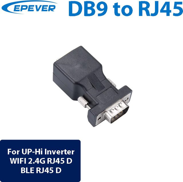 EPEVER DB9 auf RJ45 Steckerkopf-Konverter für WLAN 2,4 G und Bluetooth zur Verbindung mit UPower-Hi-Solarwechselrichtern, Schwarz - Bild 1