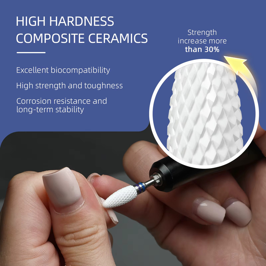 HYTOOS Composite-Keramik-Flammen-Nagelbohrer, Weiß, 6x15mm, Unisex - Bild 5