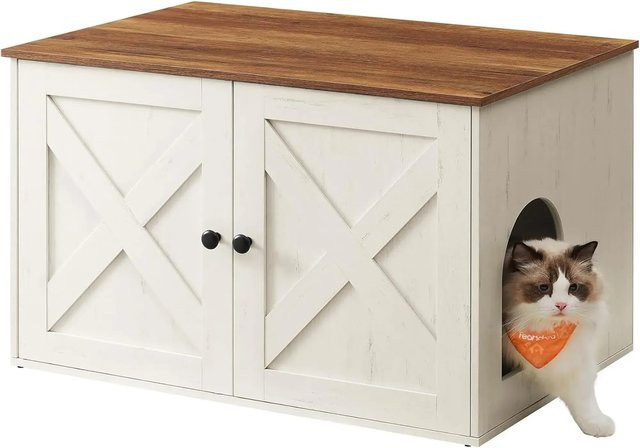 Feandrea Katzenklo-Schrank in Braun-Weiß, B/T/H: 80 x 53 x 50 cm - Bild 1