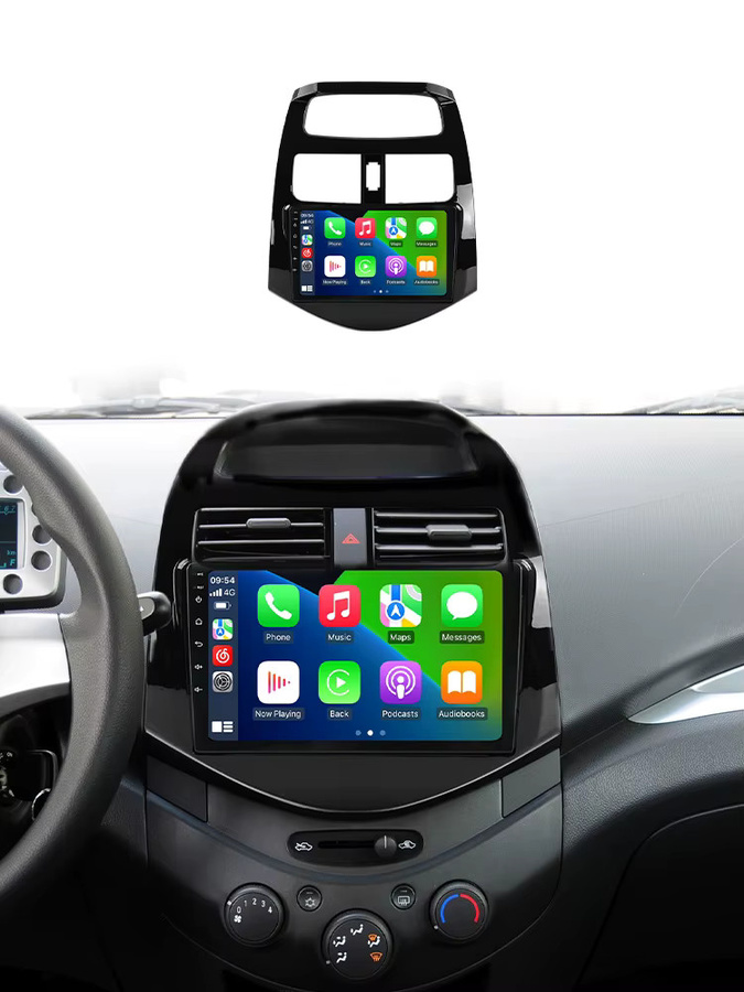 NAVIFLY 9-Zoll Android 14 Autoradio Multimedia-Player mit GPS und kabellosem CarPlay für Chevrolet Spark Beat Matiz Creative 2010-2014, Schwarz - Bild 7