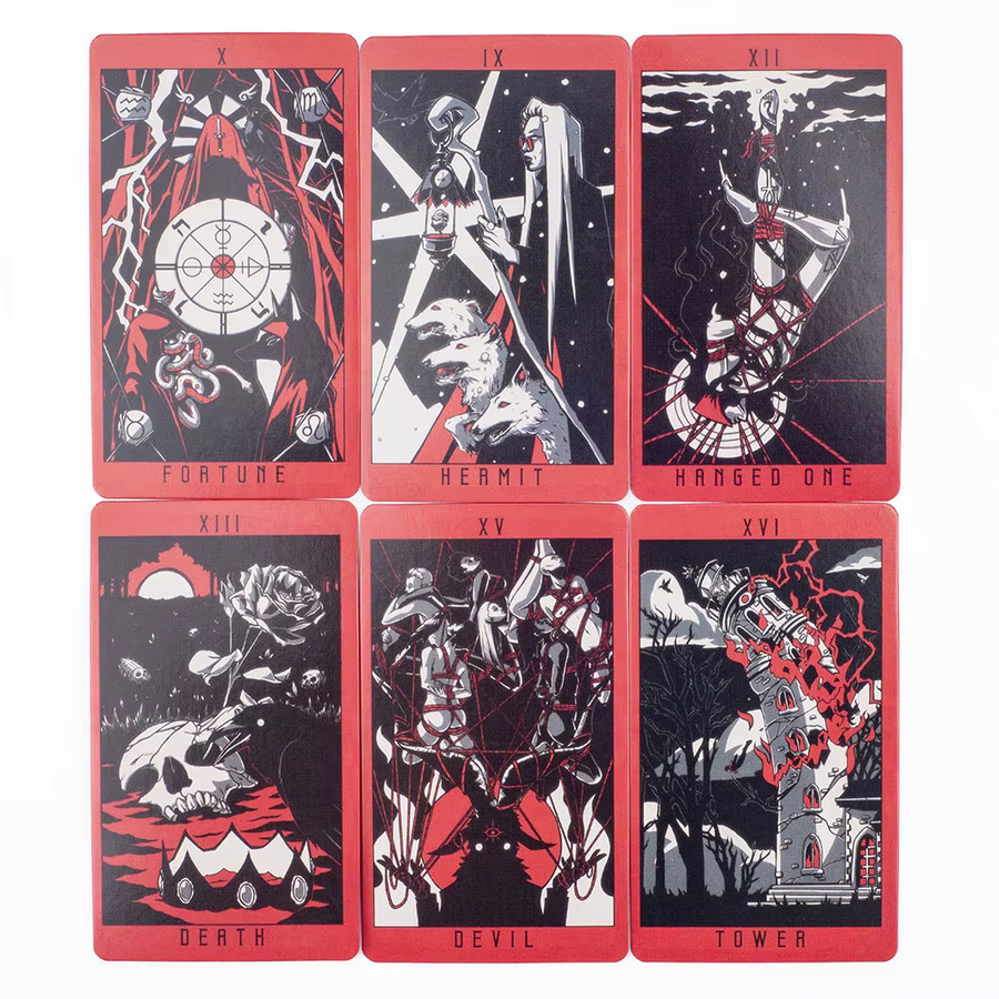 Lost Hollow Tarot Kartenspiele Wahrsagerei rot vergoldete Kanten - Bild 4