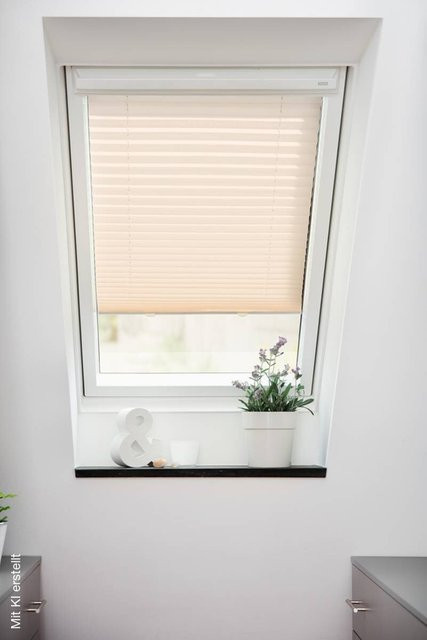 Lichtblick Dachfensterplissee in Creme/Beige, semi-transparent, B: 36,3 cm, H: 80 cm - Bild 1