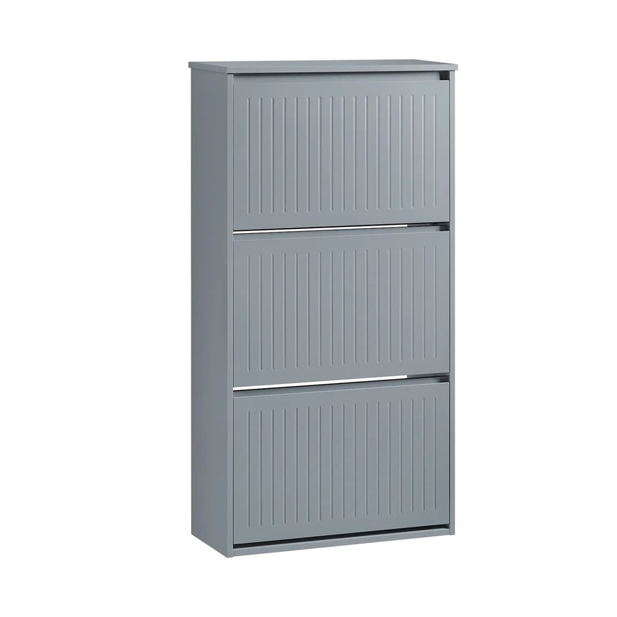 SoBuy Schuhkipper Schuhschrank mit 3 Klappen in Hellgrau FSR165-H-HG, B/T/H: 61 x 26 x 120 cm - Bild 2