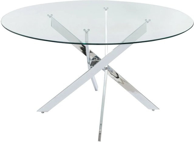 Esstisch Cosima von COSIMA, runder Esstisch mit Sicherheitsglas in Transparent und Silberfarben, Durchmesser: 140 cm - Bild 1