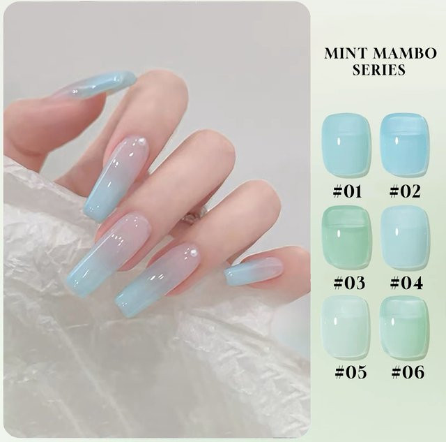 MIANEL Gel-Nagellack Mambo Grün, 12 ml, Milchig-Blaugrün, Glänzend - Bild 1