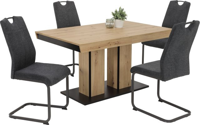 Essgruppe Hela Britta I in Eiche und Anthrazit mit ausziehbarem Tisch und Stühlen, B/H/T: 220 x 76 x 90 cm - Bild 1