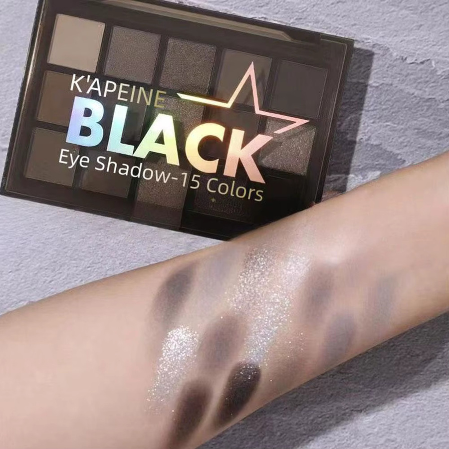 K'apeine Smokey Black Lidschatten-Palette, 15 Farben, Matt - Bild 3