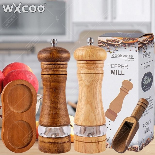 WXCOO Manuelle Pfeffermühle aus Massivholz in Braun für Küche und Haushalt - Bild 1