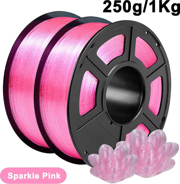 Transparentes rosa PLA-Filament für 3D-Drucker mit Kristall-Glitzer-Effekt, 1,75 mm, 1 kg - Bild 1