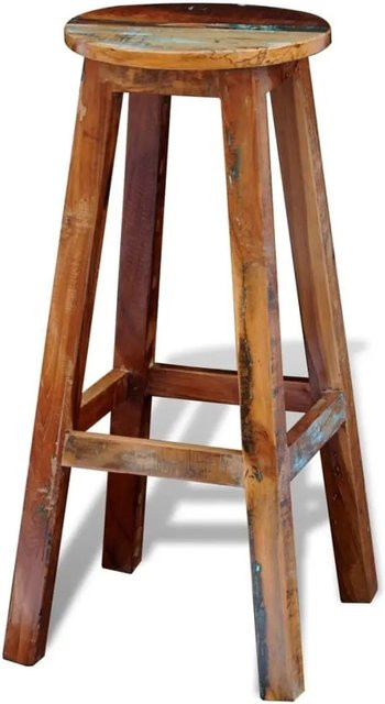 vidaXL Barhocker aus recyceltem Massivholz im Vintage-Stil, braun, B/T/H: 30 x 30 x 75 cm - Bild 1