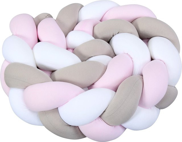 Babybay Nestchenschlange Jersey geflochten aus Baumwolle in Pink und Weiß, Länge: 180 cm - Bild 1