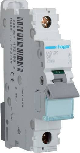 Hager MB199 Leitungsschutzschalter 1-polig 6A 230V/400V - Bild 1
