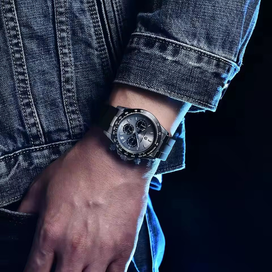 PAGANI DESIGN Chronograph, Quarz, Edelstahl, 40 mm, Schwarz, Herren - Bild 5