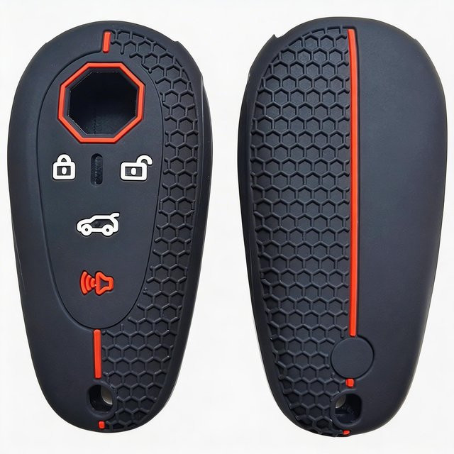 Silikon Autoschlüsselhülle für MG Cyberster 4 Tasten Keyless Entry Schutzhülle aus Weichgummi in Schwarz - Bild 1
