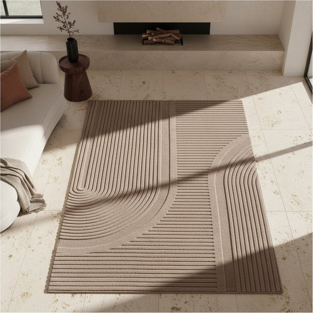 Waschbarer Kurzflor-Teppich LAVAREDO von Kadima Design in Beige im Boho-Stil aus Microfaser, B: 120 cm, L: 170 cm - Bild 1